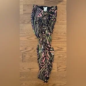 Fuzzi by John Paul Gaultier. Chic Asymmetrical Skirt in Black, Pink, and Green